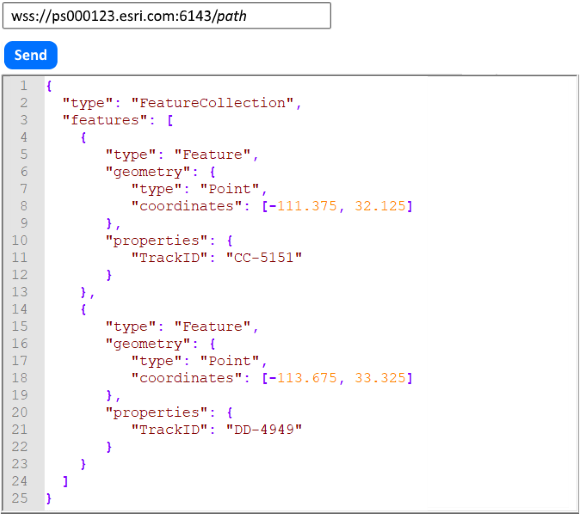 Данные о событиях, организованные как часть GeoJSON FeatureCollection Данные о событиях, организованные как часть GeoJSON FeatureCollection