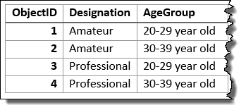 Входной слой, суммированный с использованием полей Designation и Age Group Входной слой, суммированный с использованием полей Designation и Age Group